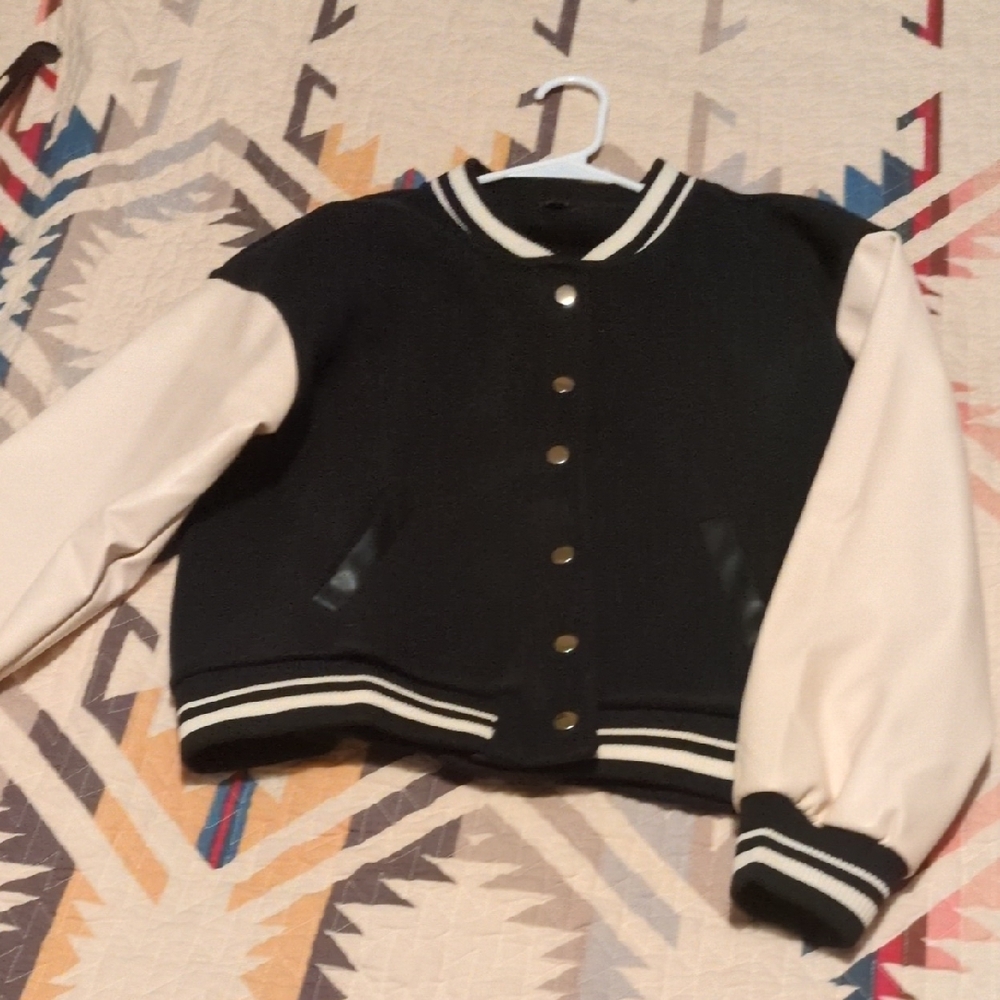 Black and Cream Varsity Jacket